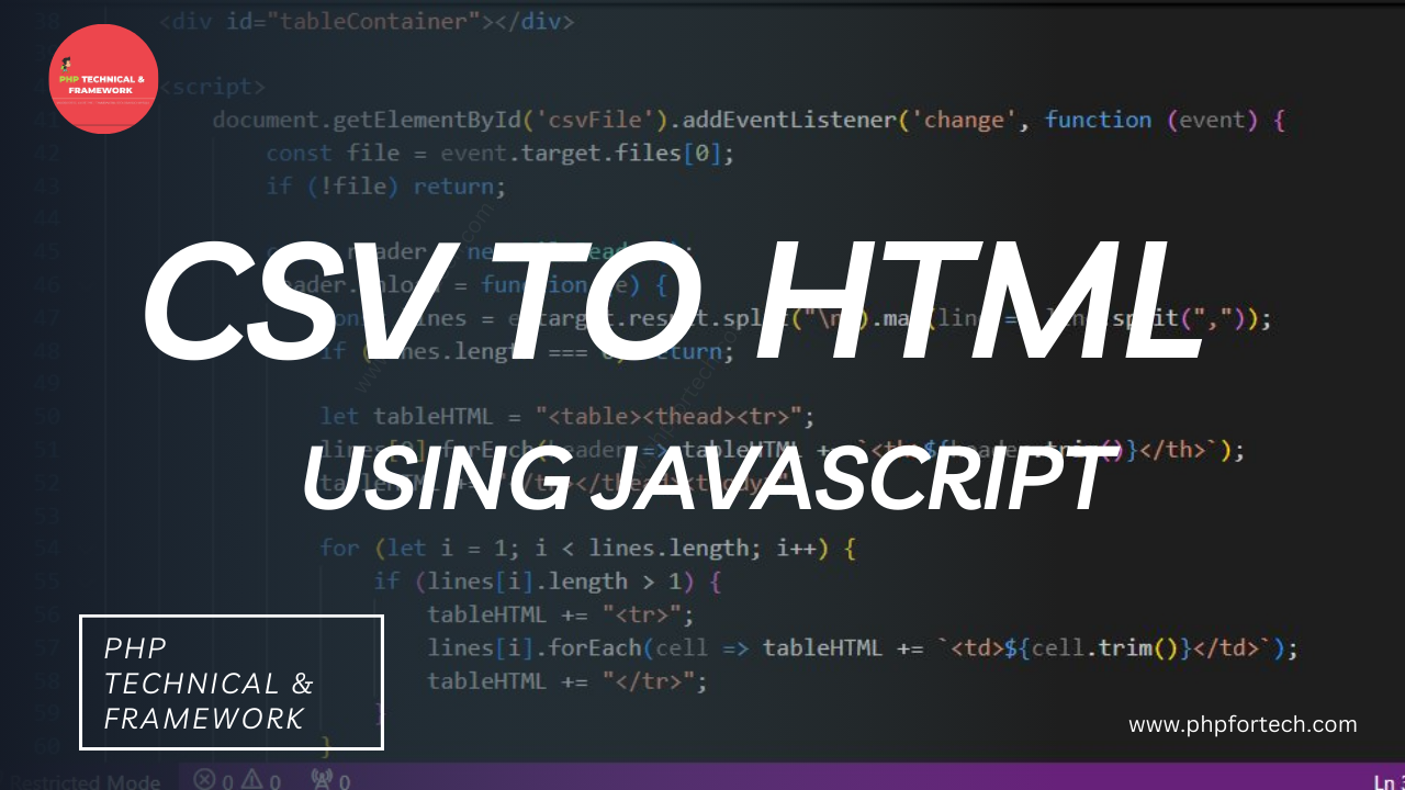 How to Convert CSV to HTML Table Using JavaScript